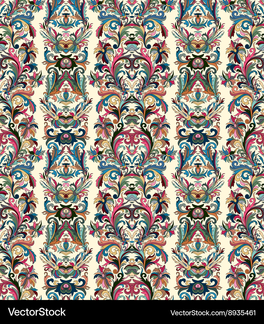 Royal striped seamless pattern rococo floral Vector Image