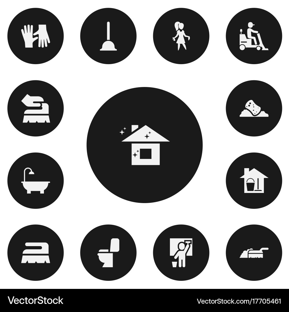 Set of 13 editable cleanup icons includes symbols Vector Image
