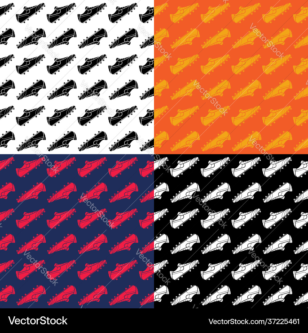 Set seamless patterns with football boot Set seamless patterns with football boot Vector Image