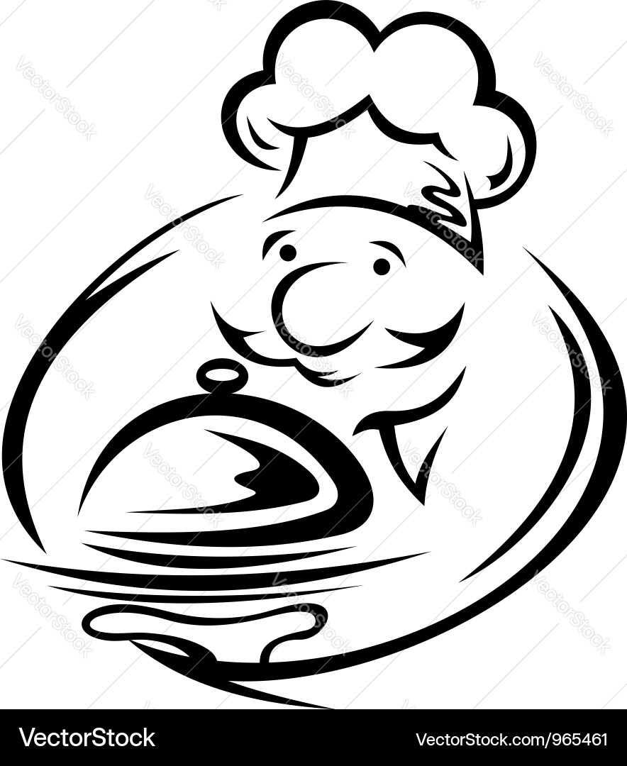 Smiling chef with tray vector image