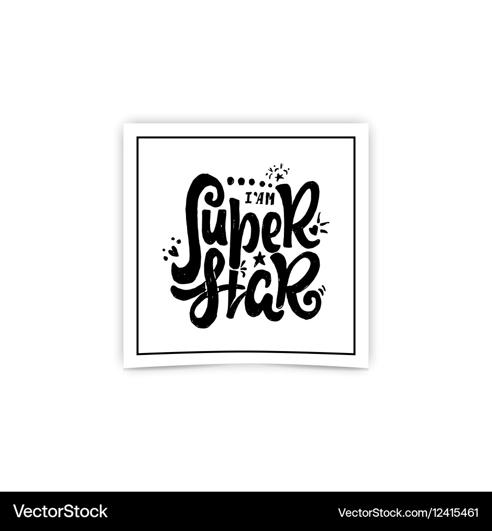 Super star calligraphic patch unique custom Vector Image