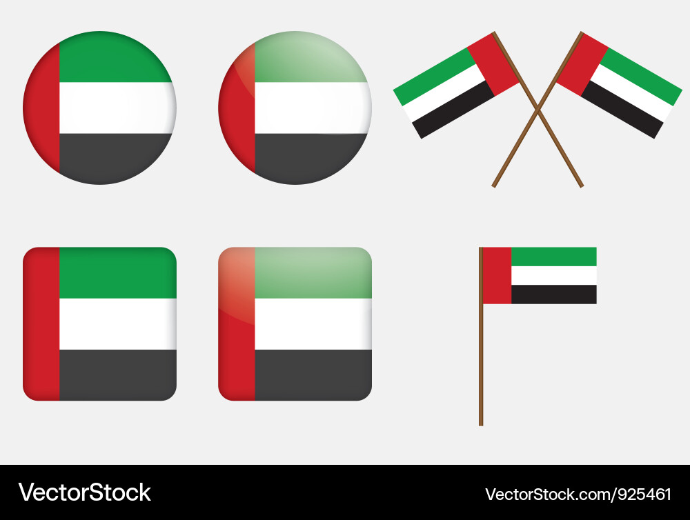 UAE Flag Badges Vector Image