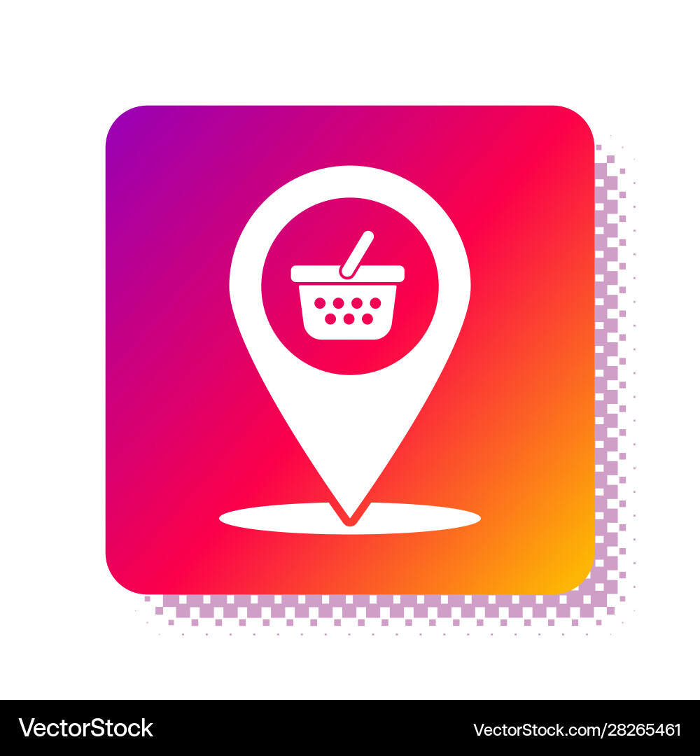 White map pointer with shopping basket icon Vector Image
