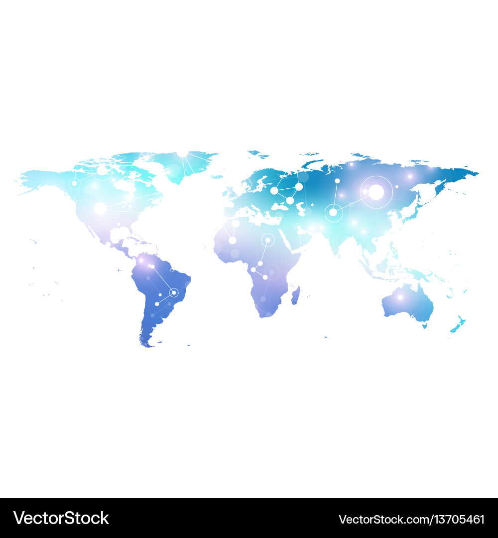 World map with global technology networking World map with global technology networking vector image