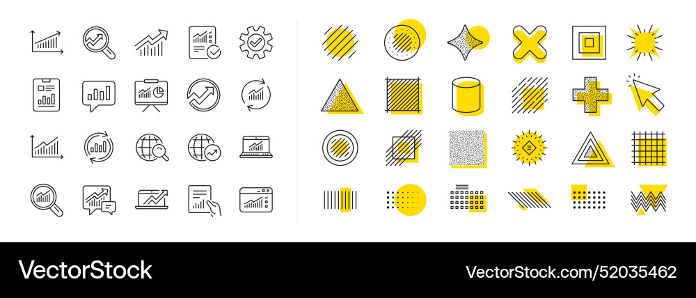 Analysis line icons charts reports and graphs Analysis line icons charts reports and graphs vector image