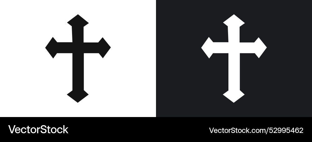 Christian cross icon linear graphics set in black vector image
