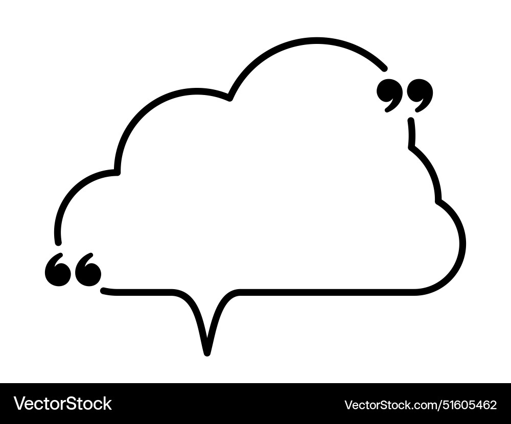 Cloud shaped speech bubble with quotation marks Cloud shaped speech bubble with quotation marks vector image