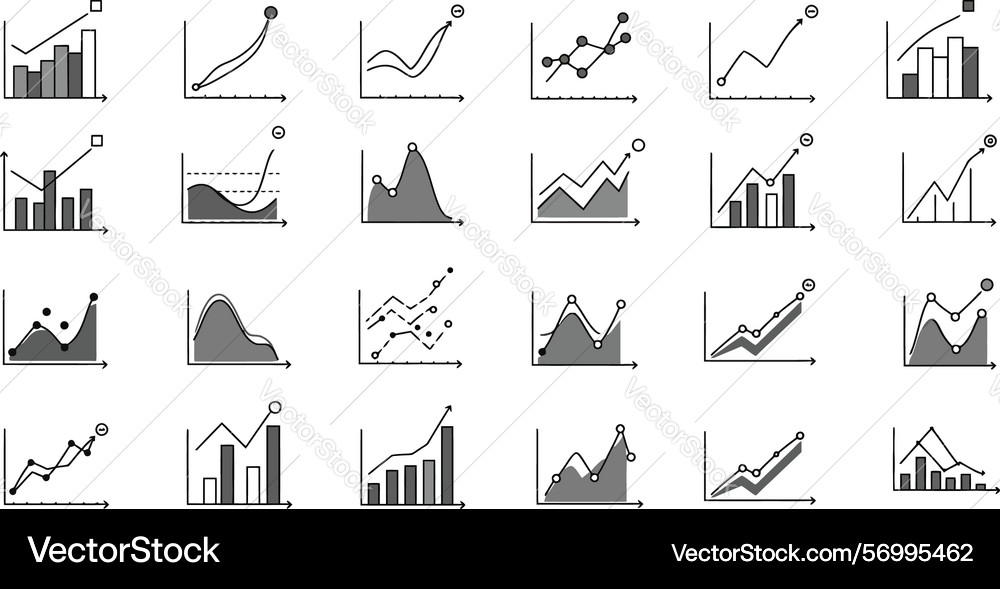 Collection of various chart and graph styles Vector Image