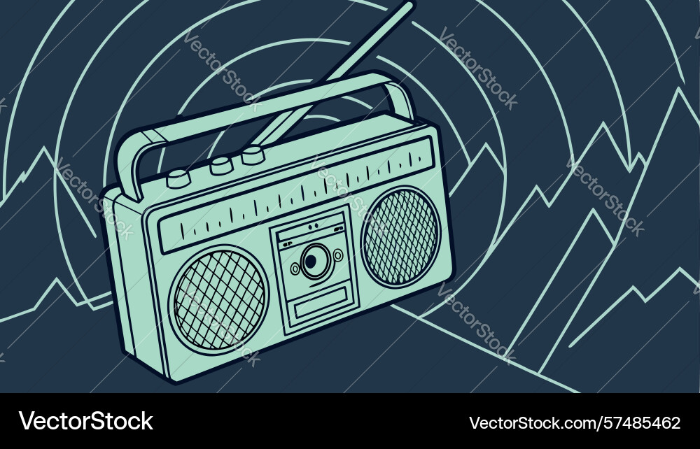 Detailed retro boombox with intricate abstract Vector Image
