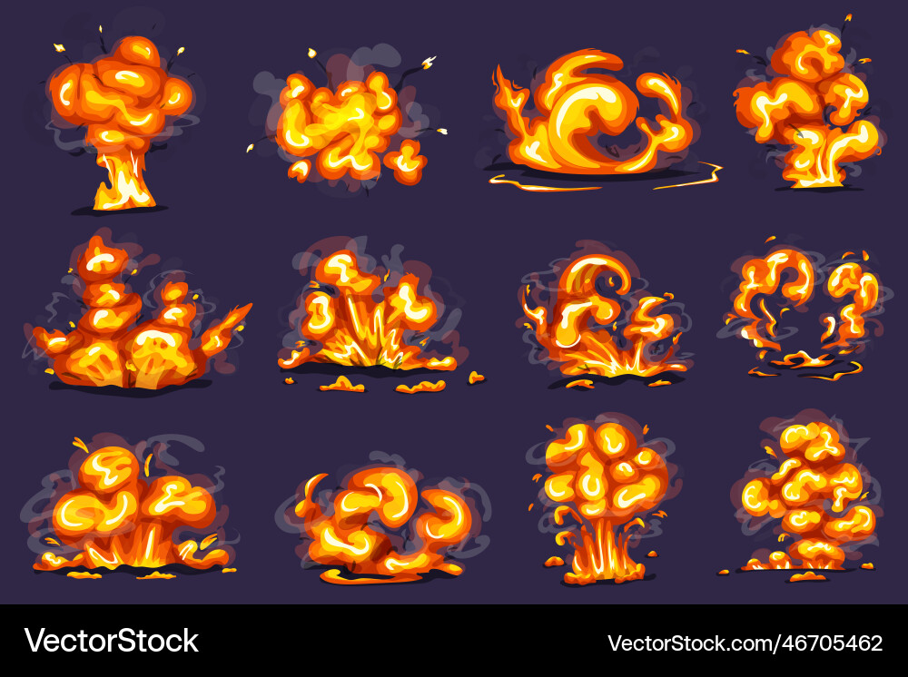 Fire explosion ui animation Vector Image
