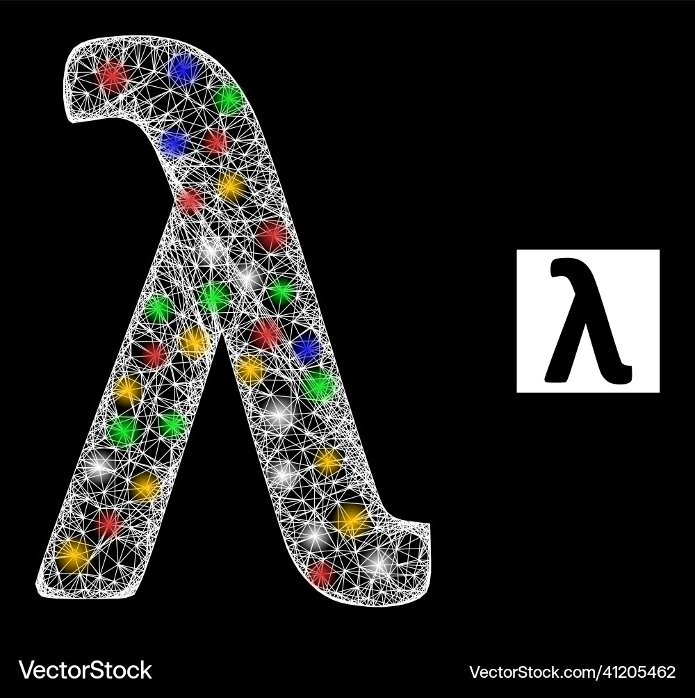 Hatched mesh lambda greek lowercase symbol icon Vector Image