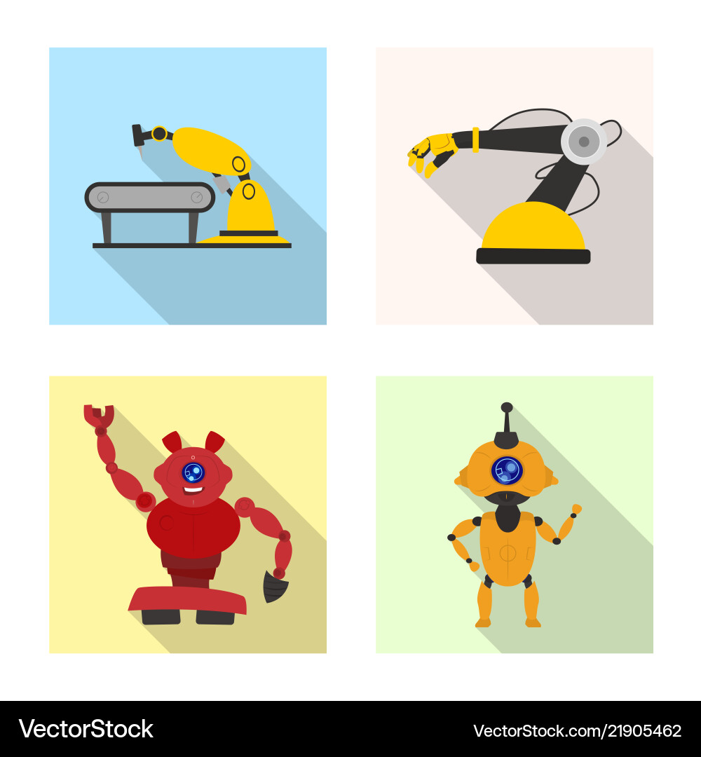 Isolated object of robot and factory symbol Isolated object of robot and factory symbol Vector Image