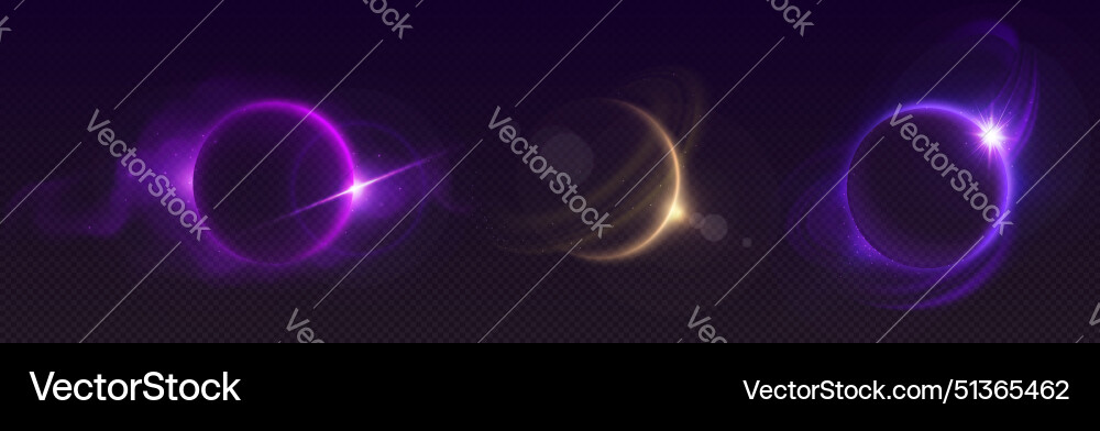 Solar moon eclipse ring light with flare Vector Image