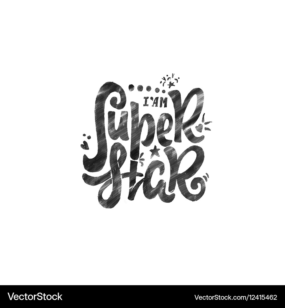 Super star calligraphic patch unique custom Vector Image