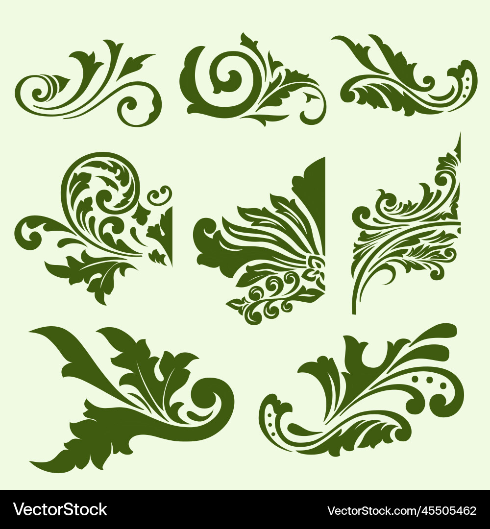 Swash ornamental with leaf collection Swash ornamental with leaf collection vector image
