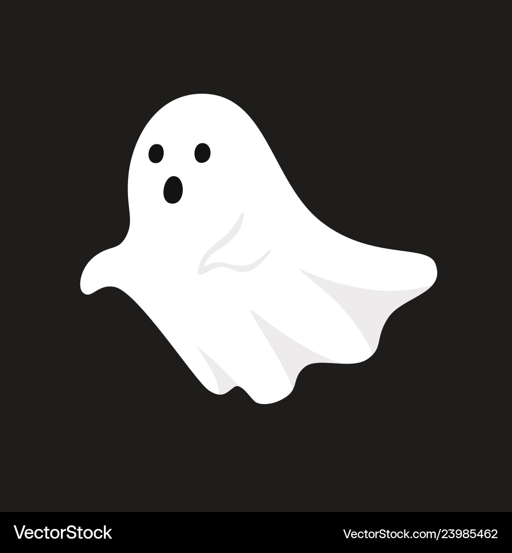 White Ghost Halloween Illustration Vector Image