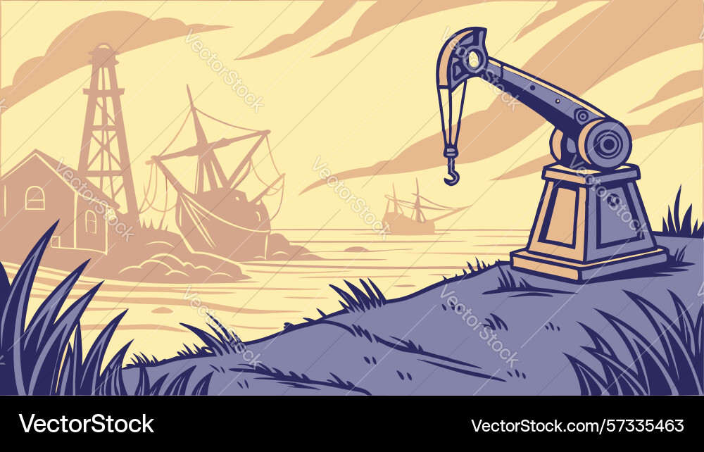 Automation in resource extraction robotic arm vector image