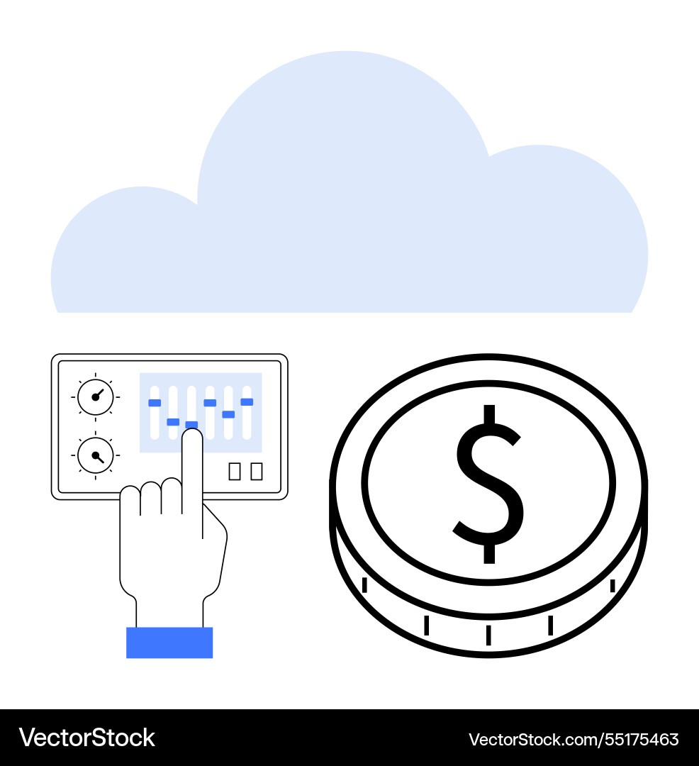 Cloud computing control panel and finance Cloud computing control panel and finance vector image