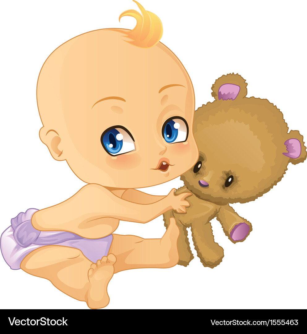 Cute Baby with Teddy Bear vector image