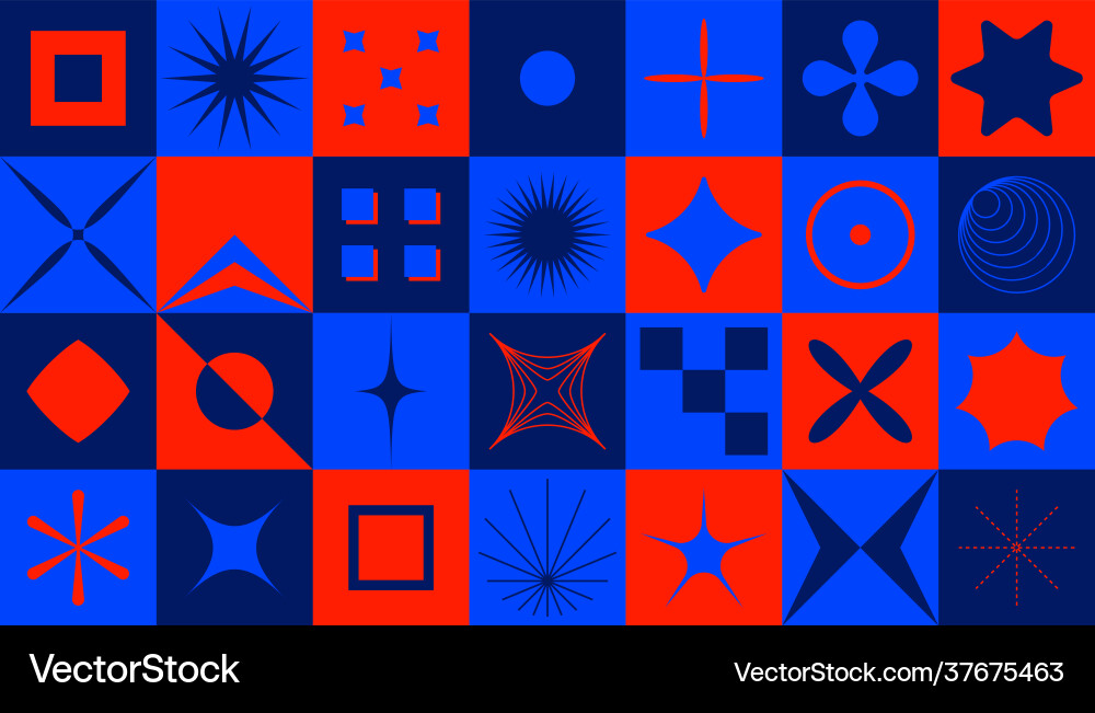 Geometric abstract bold shapes minimal retro vector image