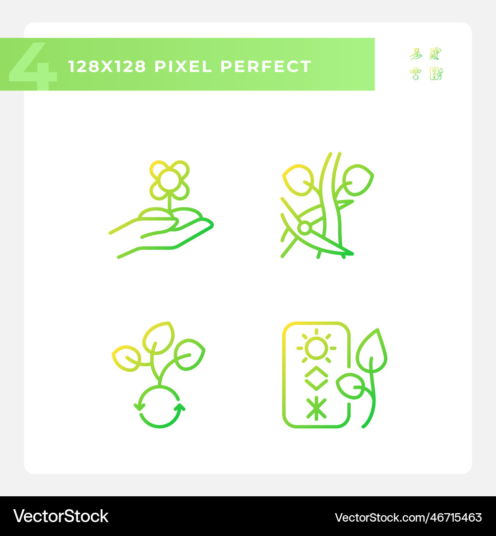Horticulture gradient linear icons set Horticulture gradient linear icons set Vector Image