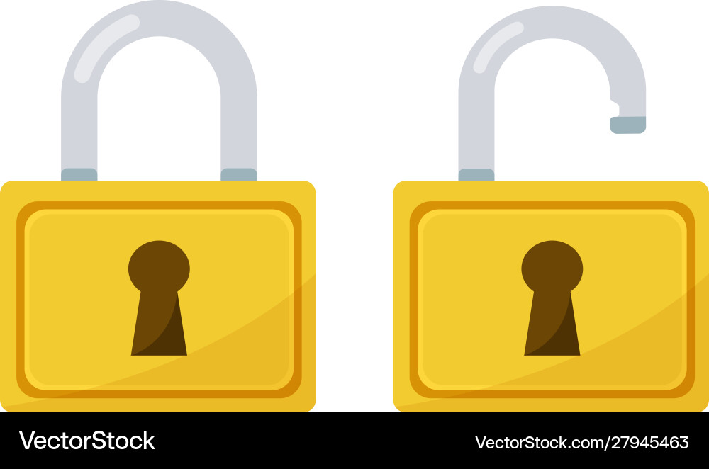 Lock open and closed isolated on white backgr Vector Image