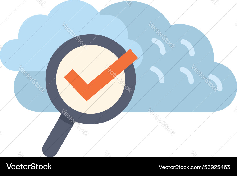 Magnifying glass analyzing cloud computing data Magnifying glass analyzing cloud computing data vector image