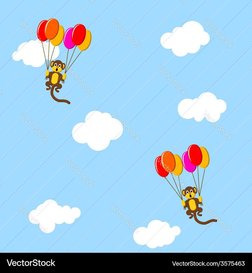 Monkeys in the sky with bubbles Vector Image