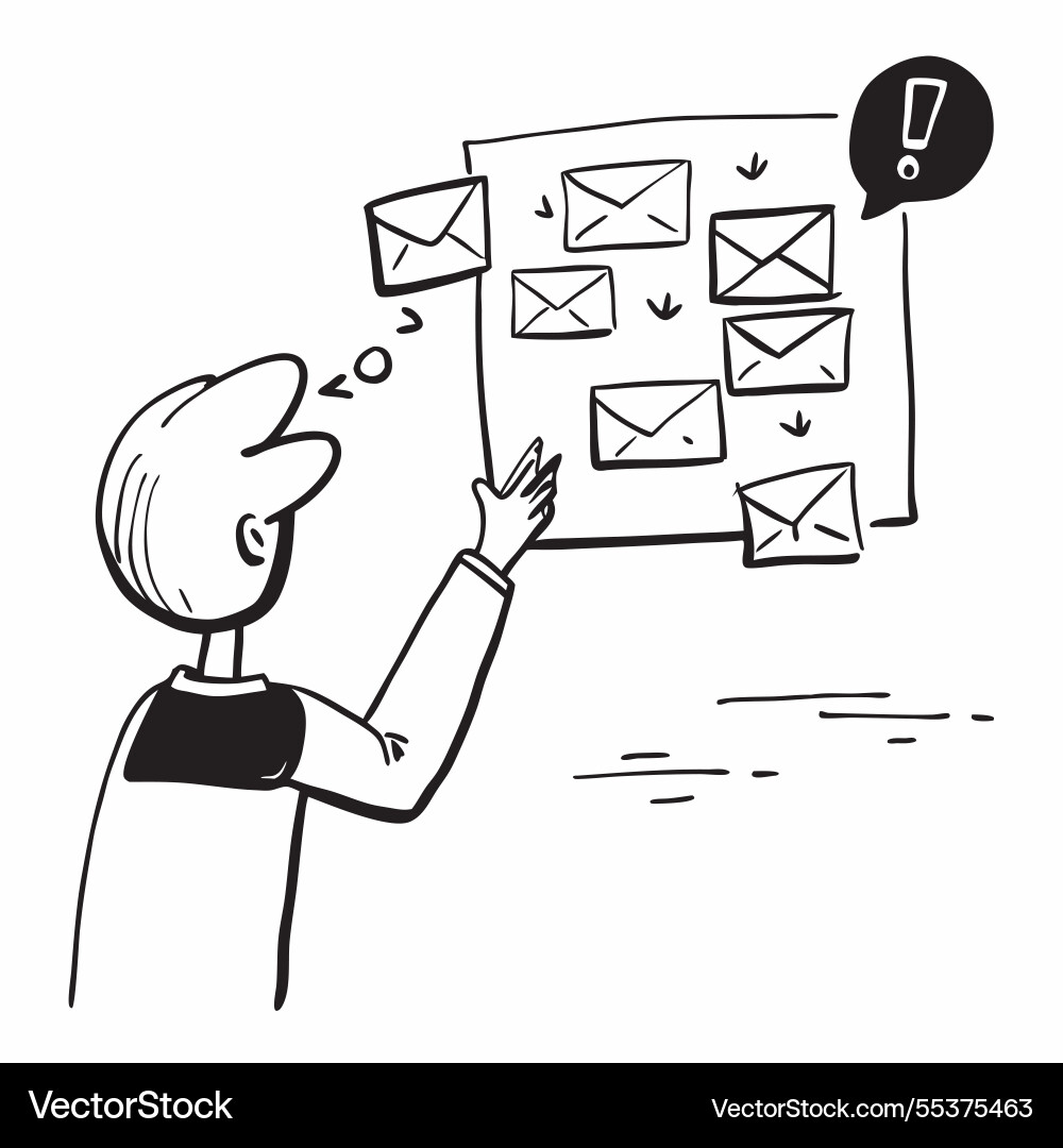 Office worker with email scheduling concept Vector Image