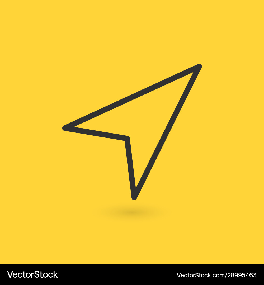 Outline pointer icon isolated on yellow Vector Image