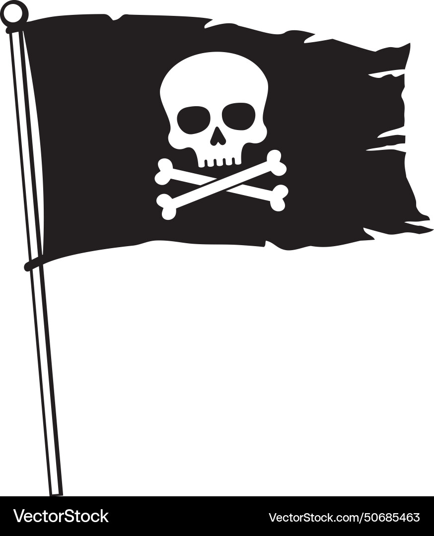 Pirate flag with skull and cross bones vector image