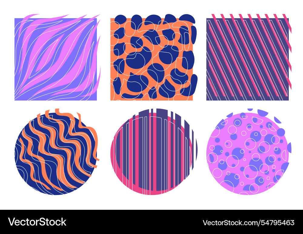 Pop style elements set violet wavy patterns vector image