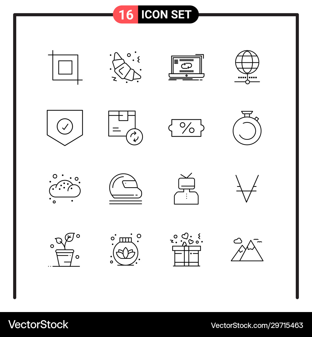 Set 16 line style icons for web and mobile Vector Image