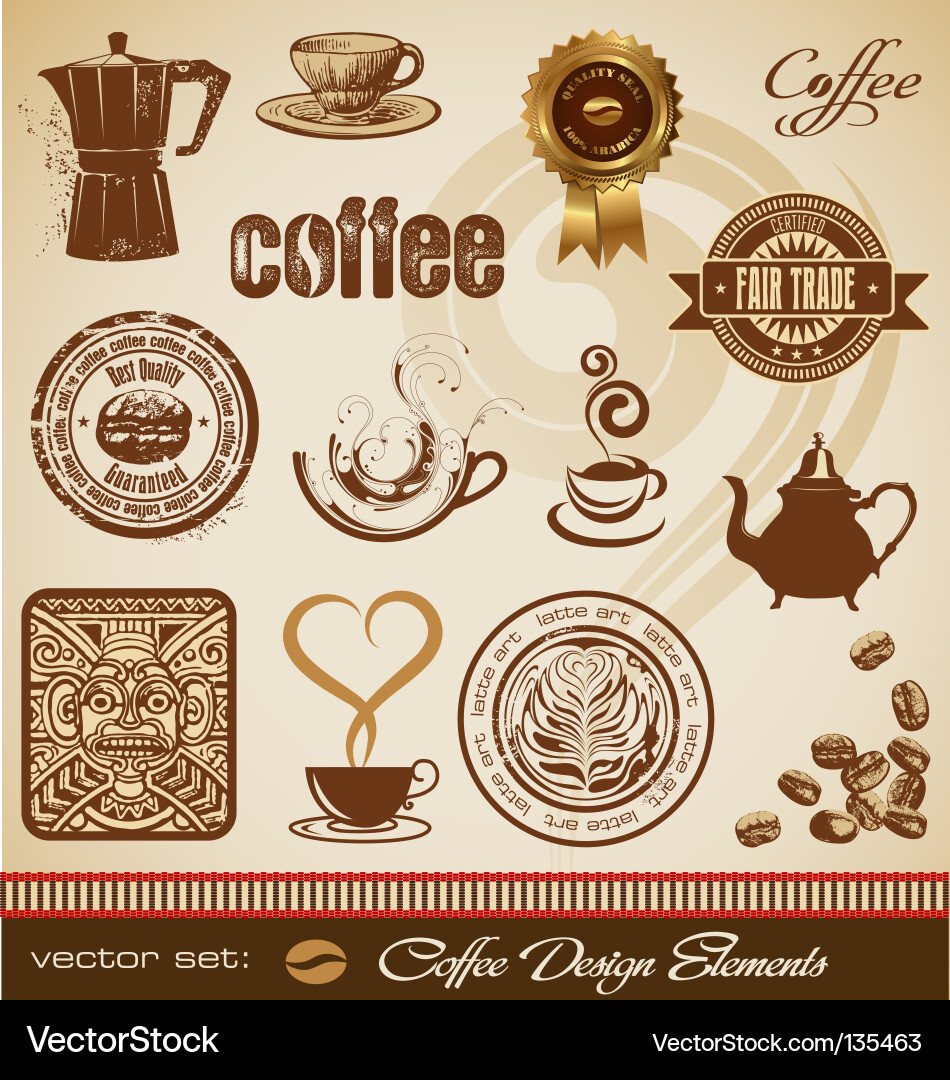 Set coffee design elements Royalty Free Vector Image