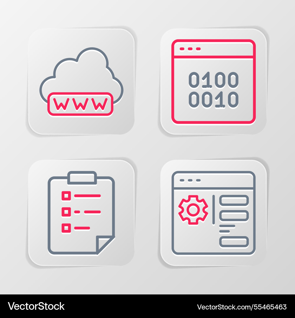 Set line browser setting clipboard with checklist Set line browser setting clipboard with checklist Vector Image