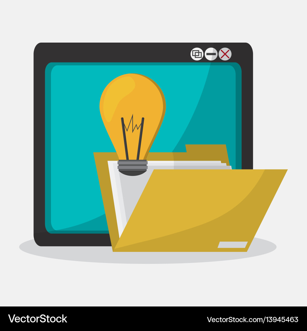 Tablet file folder and lightbulb idea related Tablet file folder and lightbulb idea related Vector Image