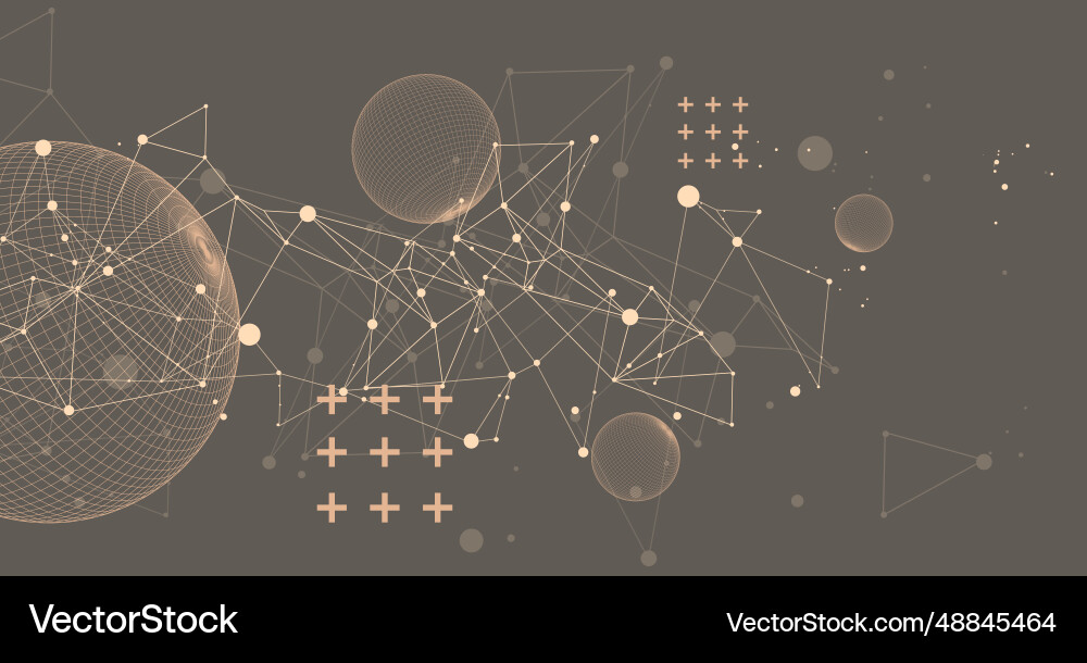 Abstract sphere background with plexus effect 3d Vector Image