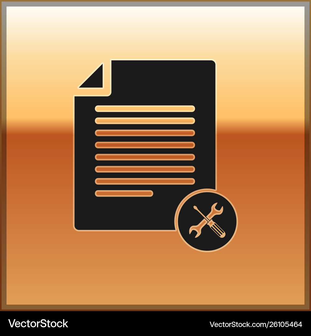 Black file document with screwdriver and wrench Black file document with screwdriver and wrench Vector Image