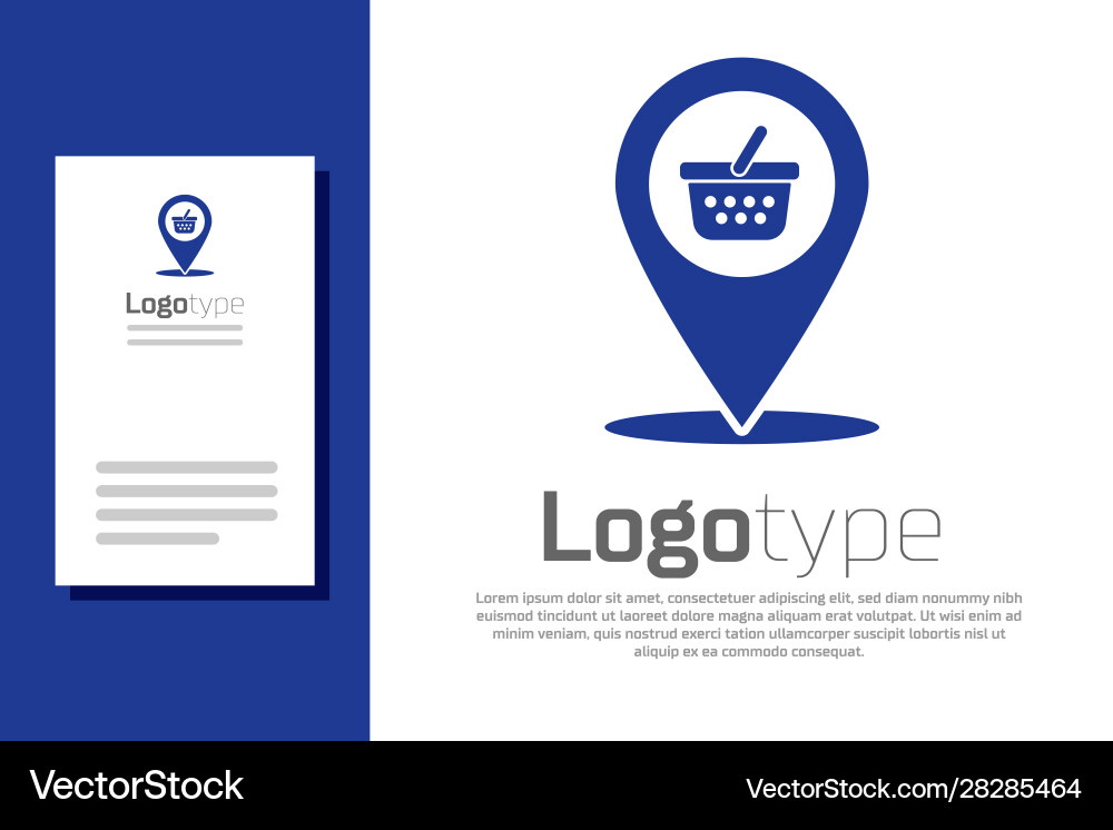 Blue map pointer with shopping basket icon Vector Image