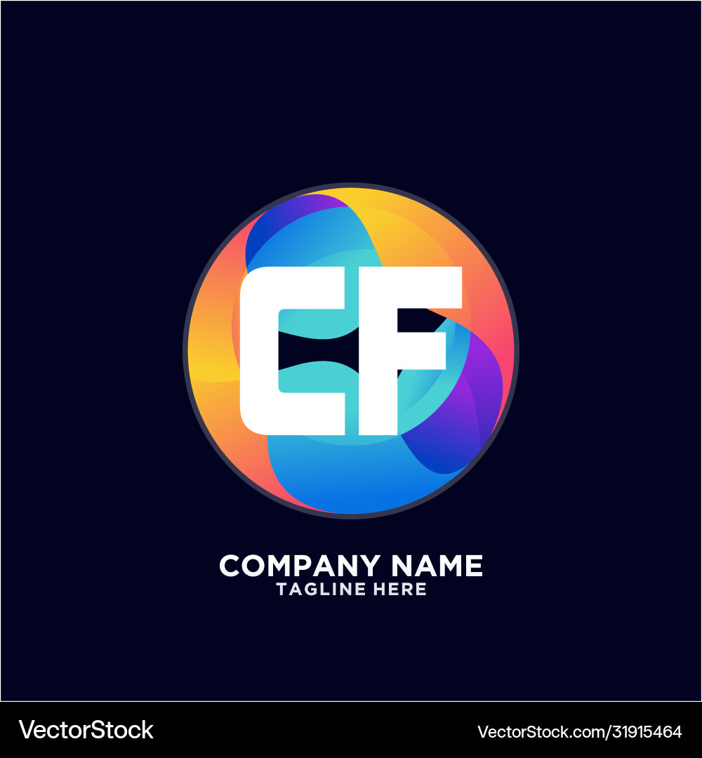 Cf initial logo with colorful circle template Vector Image