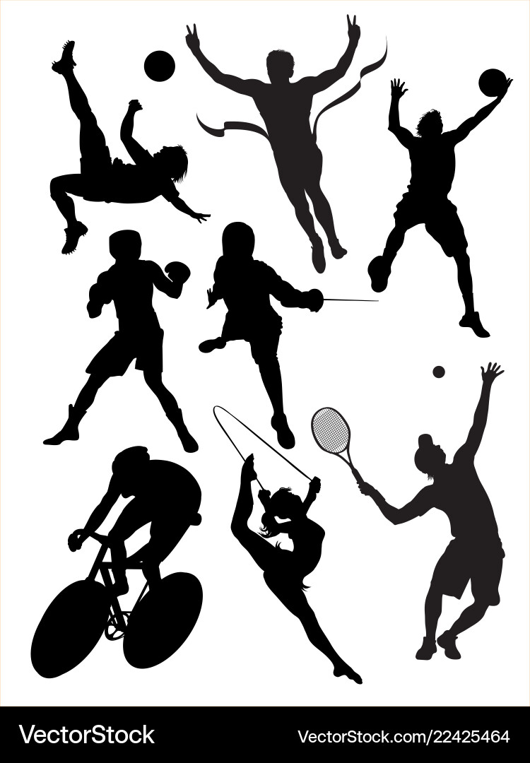Dynamic Sports Silhouettes Vector Image