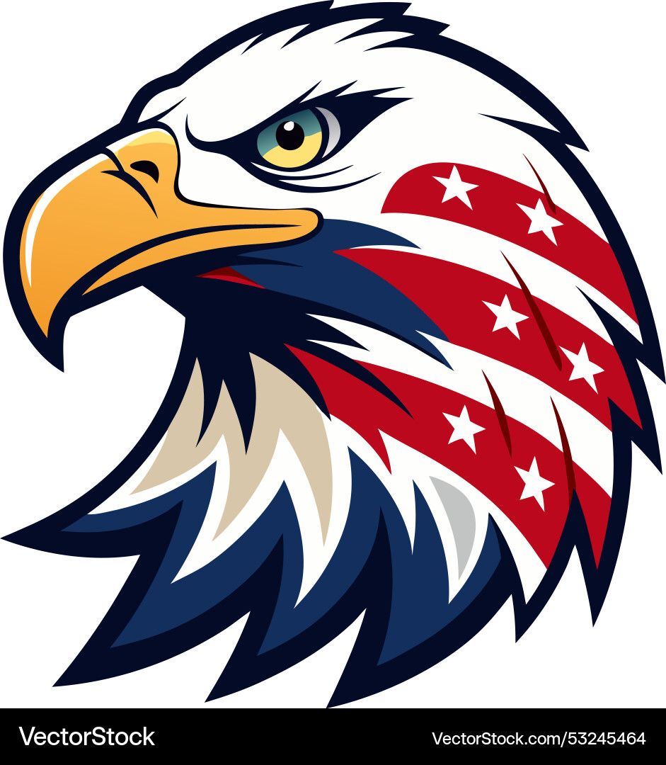 Eagle head with american flag pattern Royalty Free Vector
