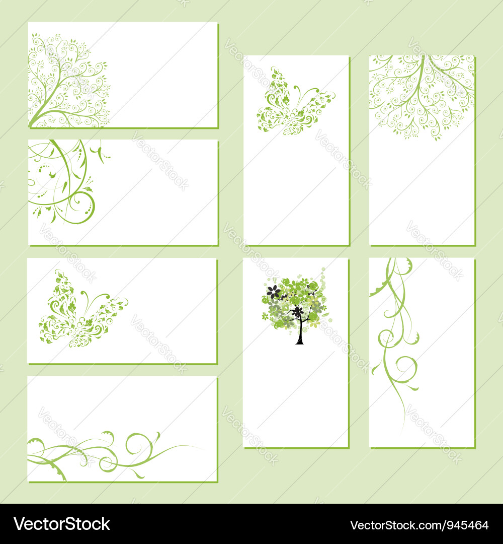 Floral Business Card Ornament Set Vektorbild