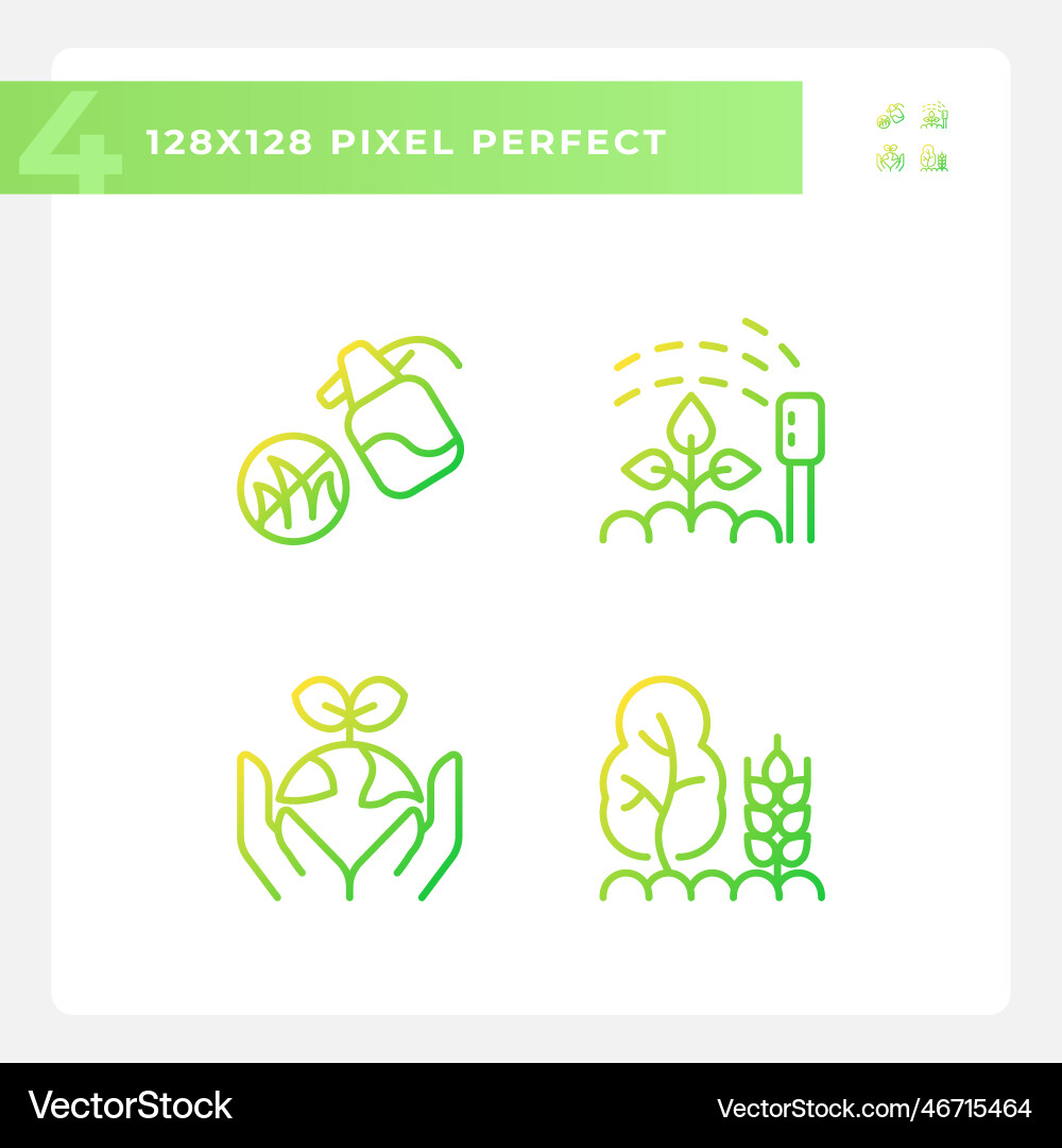 Gardening gradient linear icons set Gardening gradient linear icons set Vector Image