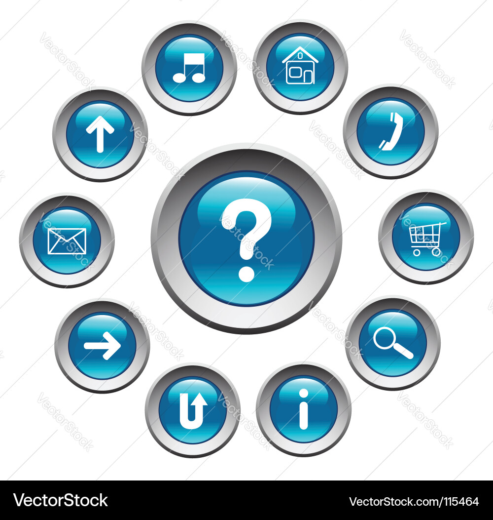 Glossy buttons with symbols Vector Image