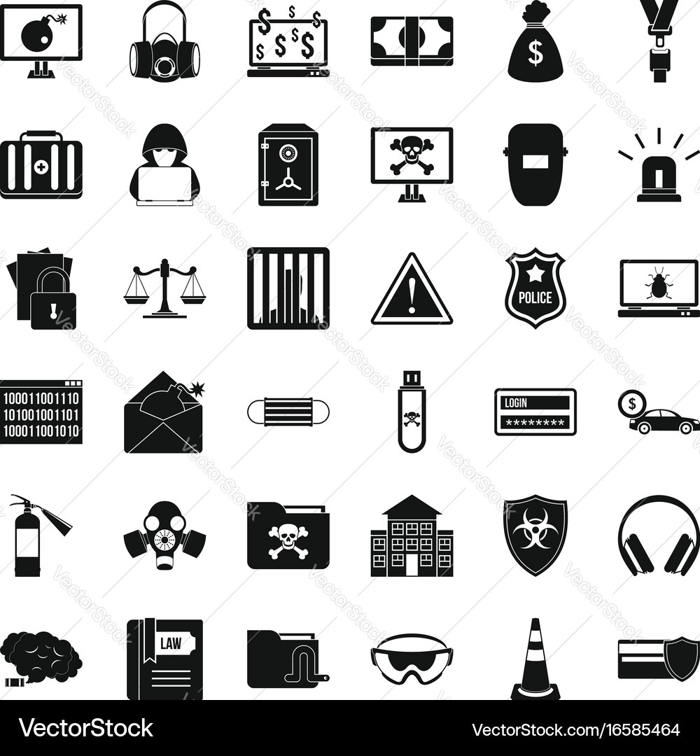 Hacker icons set simple style Vector Image