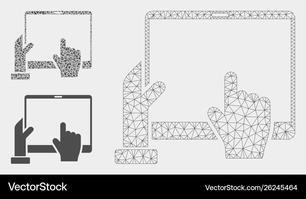 Hand points pda mesh network model Hand points pda mesh network model vector image