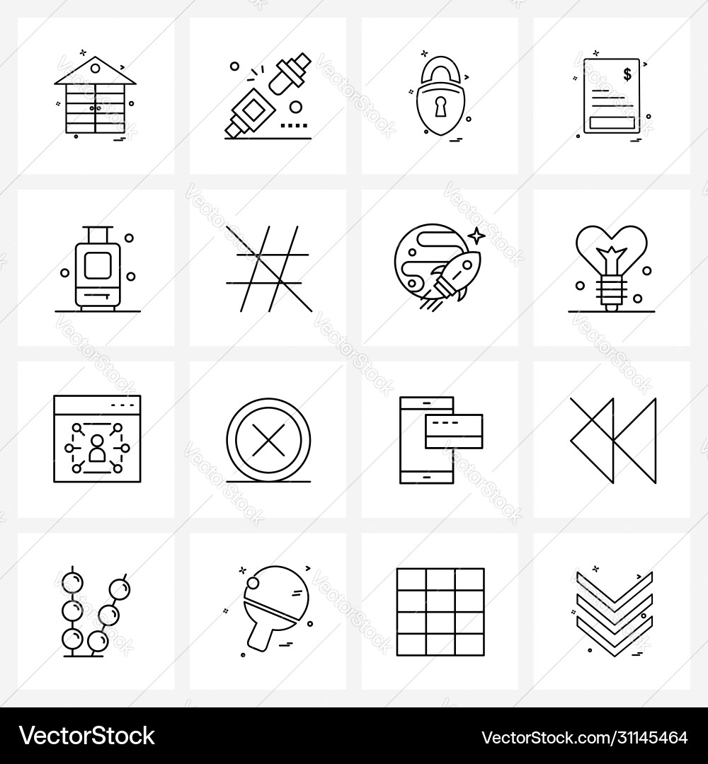 Isolated symbols set 16 simple line icons Vector Image