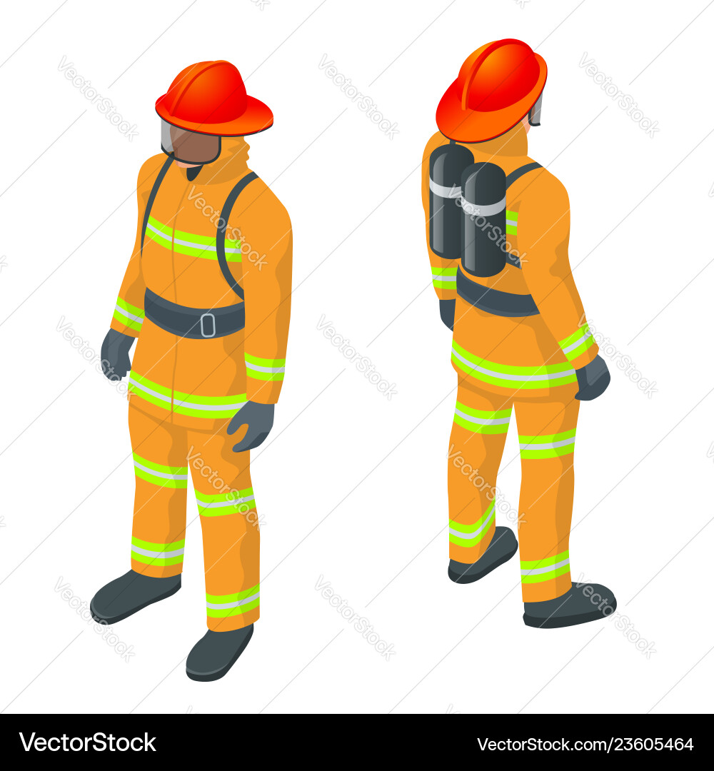 Isometric fireman under Royalty Free Vector Image