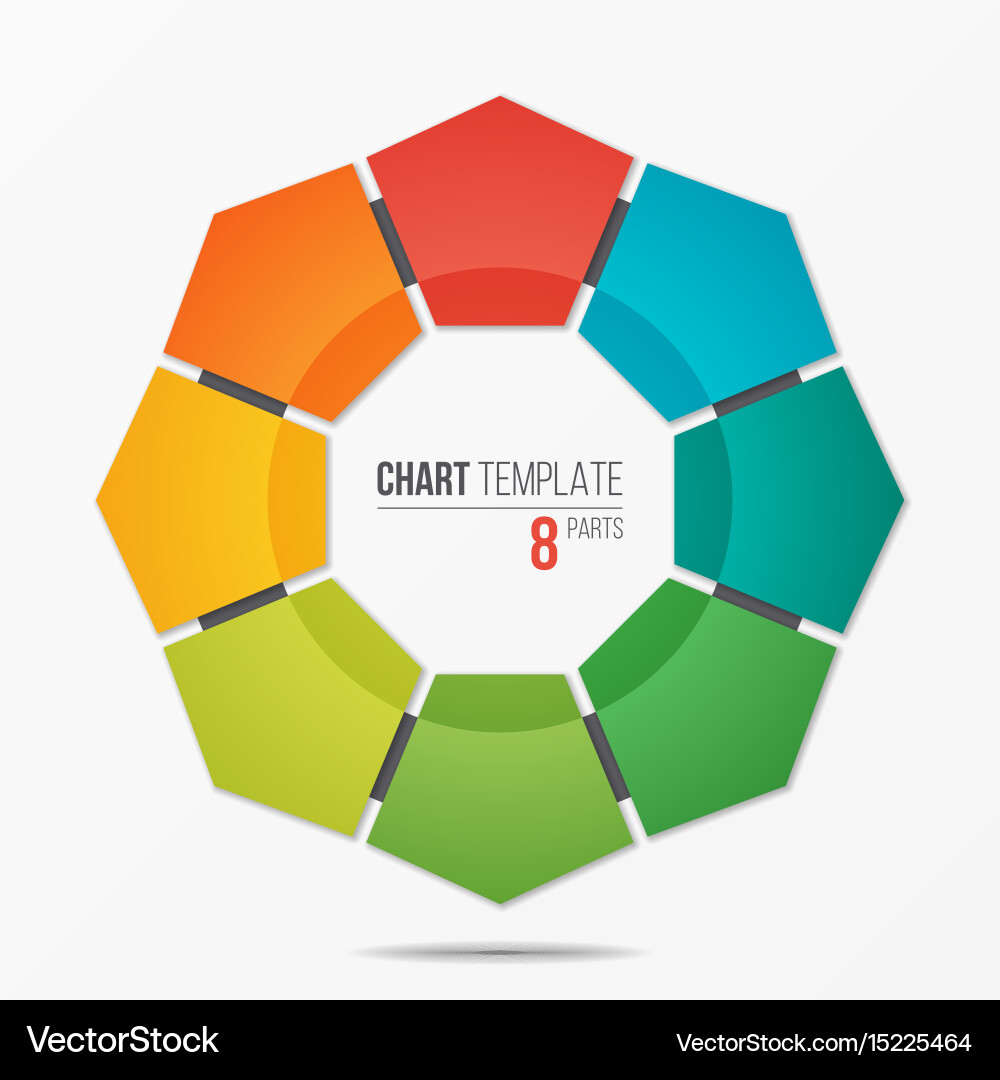 Polygonal Circle Chart - 8 Part Template vector image